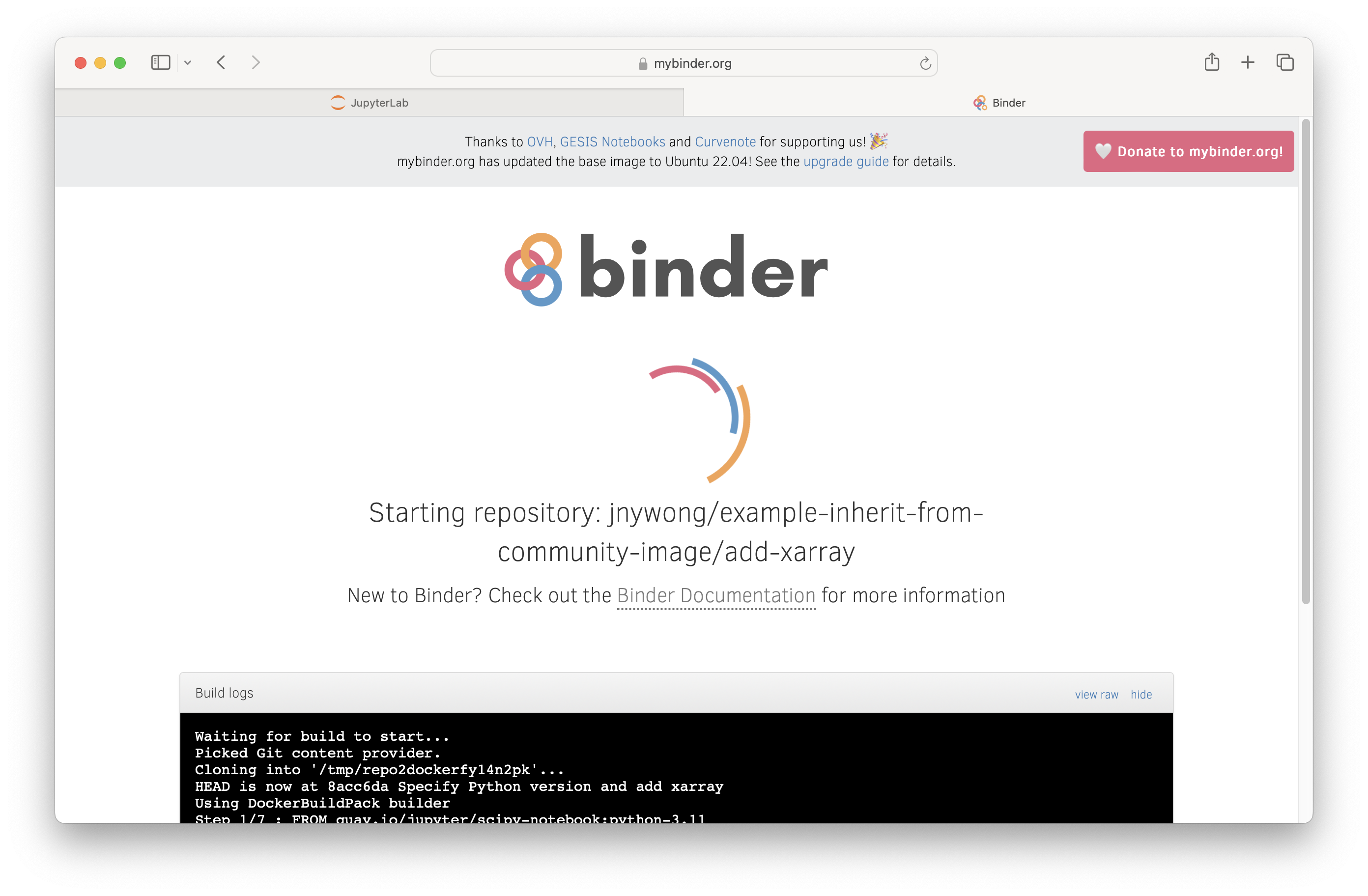 Screenshot of the Binder launcher.